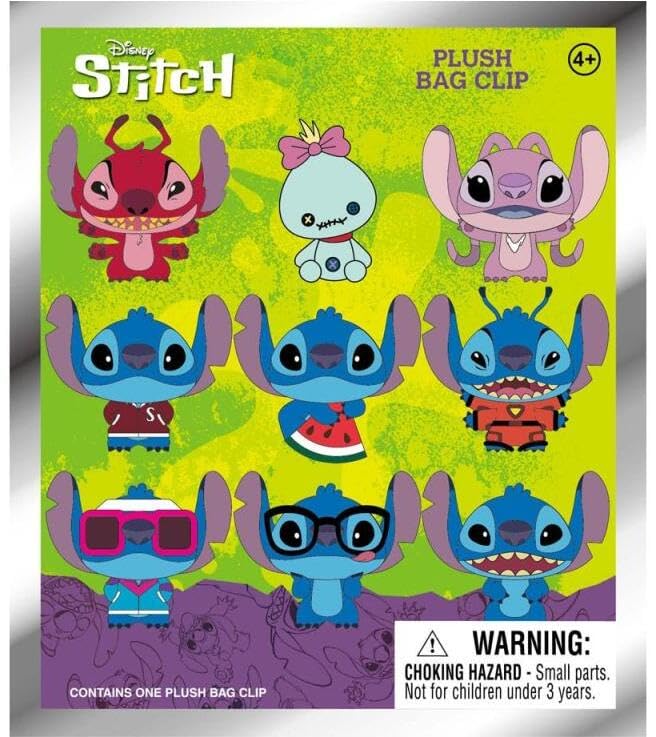 Amazon.com: Disney Stitch Plush Bag Clip | Set of 24 : Clothing